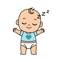 Obraz premium Baby sleeping peacefully cute cartoon illustration