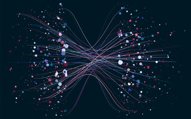 Abstractly arranged dots are connected by lines