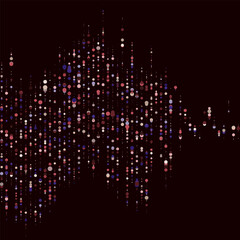 Abstractly arranged dots on blue background. 