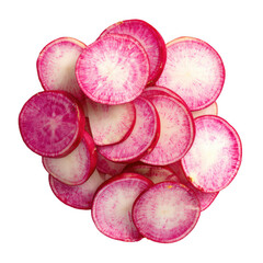  Radish slices, a finely cut Raphanus raphanistrum root, isolated [Transparent Background PNG]