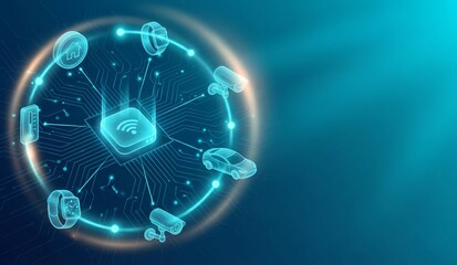 Obraz premium Internet of Things Network with Connected Smart Devices