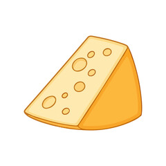 Cartoon style slice of Swiss cheese vector illustration icon