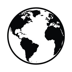 Black and white of the Earth globe continents