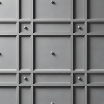 Uniform pattern of recessed square and rectangular wall panels featuring subtle three dimensional depth
