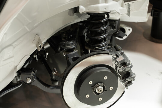 Car Suspension System and Brake Assembly Detail View
