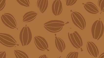 Obraz premium Cocoa Pods Seamless Pattern, Chocolate Brown Botanical Background