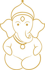 Fototapeta premium Ganesh gold line art transparent background spiritual symbol