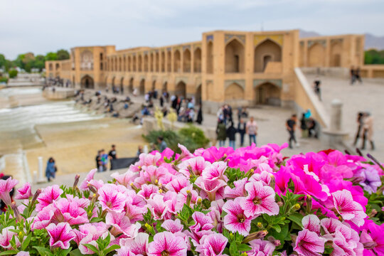 Sio Se Pol or Bridge of 33 arches, one of the oldest bridges of Esfahan and longest bridge on Zayandeh River