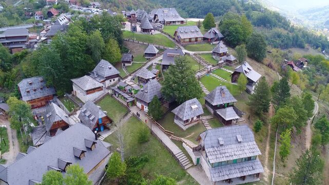 Drone view of village from above