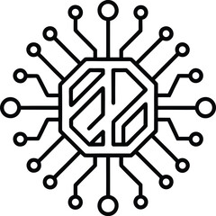 Octagonal AI Microchip Processor Icon with Neural Network Connections