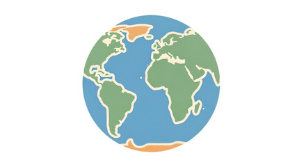 A stylized Earth globe isolated against a black background, featuring distinct continents and