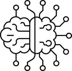 Machine Learning Brain with Data Nodes Icon