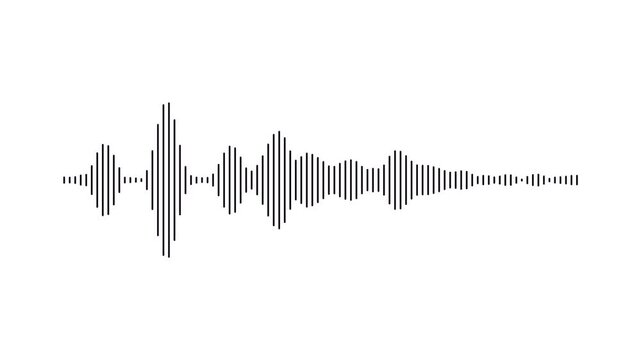 Black audio waveform spectrum animation, white sound wave visualizer, alpha channel transparent background, voice record frequency motion, minimalist audio equalizer, White background video 4k