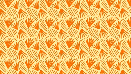Vibrant Orange Handrawn Pattern Illustration on Yellow Background