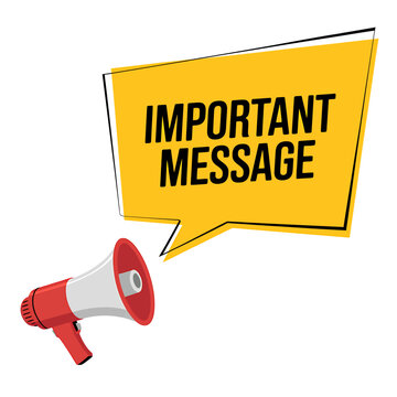 Megaphone with yellow speech bubble saying important message  announcement loudspeaker