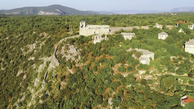 Aerial view of rocky hill landscape