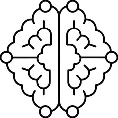 Digital Intelligence Brain Network Line Art