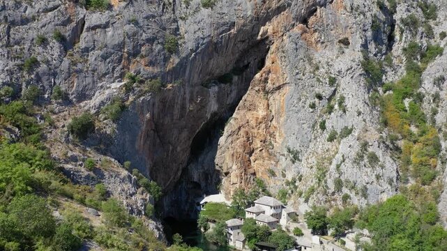 Aerial view of canyon settlement