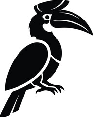 silhouette exotic hornbill bird perched on branch vector design © Thidul Islam