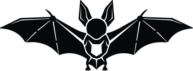 silhouette stylized bat with wings spread wide vector design
