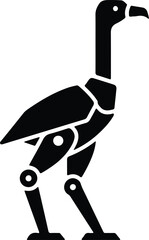 silhouette stylized mechanical bird with joints and geometric shapes vector design