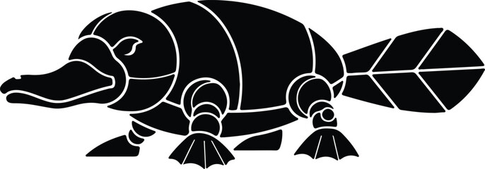 silhouette stylized platypus animal wildlife Australian creature vector design