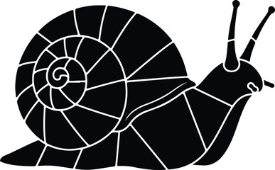 silhouette stylized snail crawling slowly on white background vector design