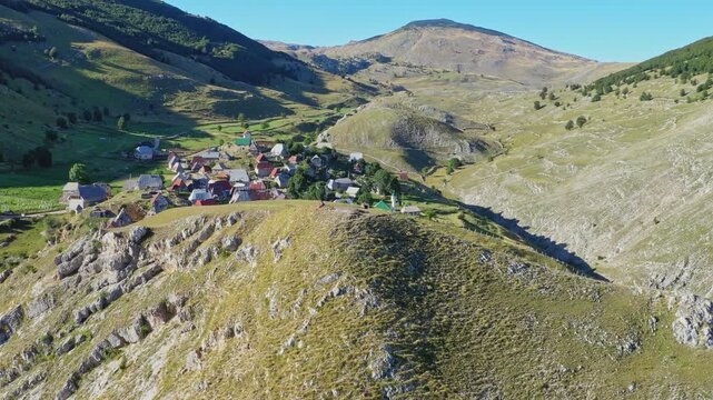 Aerial mountain ridge landscape