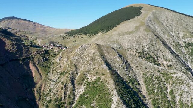 Aerial view of mountain valley road