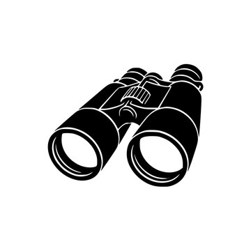 Black and White Binoculars Icon for Bird Watching and Exploration Illustration