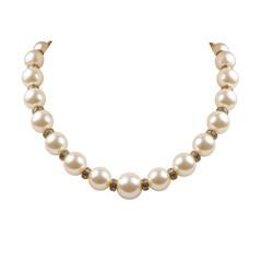 Obraz premium A beautiful gold necklace with pearls and diamonds set against a white background isolated on transparent background