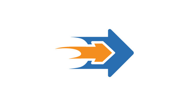 Blue and orange arrow icon symbol.