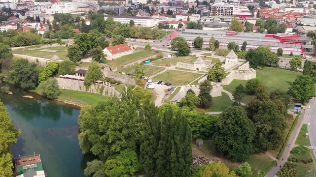 Aerial view of river island