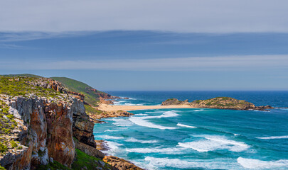 Fototapeta premium Beautiful coastline of Robberg Nature Reserve, Plettenberg Bay, South Africa