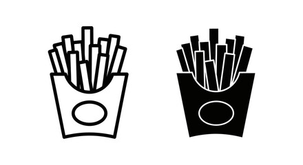 Delicious French Fries Icon in a Cardboard Box, Classic Fast Food Snack Vector Design for Menus.
