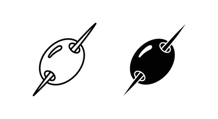 Simple Olive on Skewer Icon, Perfect for Cocktail Menus, Appetizer Illustrations, and Restaurant Branding.