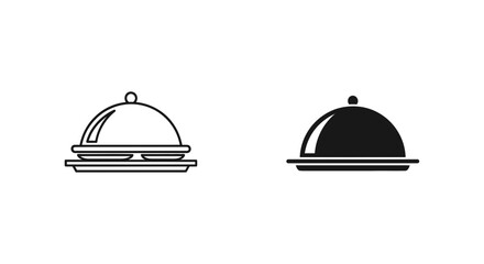 Elegant Food Cloche Icon with Plates, Symbolizing Fine Dining, VIP Service, and Gourmet Restaurant Experiences.