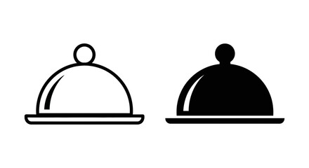Elegant Food Cloche Icon on a Tray, Representing Premium Service and Gourmet Meal Presentation.