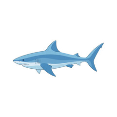 Obraz premium Cartoon style blue shark vector illustration