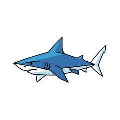 Obraz premium Cartoon Great White Shark Vector Icon Simple Marine Predator Mascot