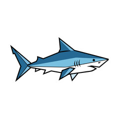 Fototapeta premium Cartoon Blue Shark Vector Illustration Simple Mascot Design