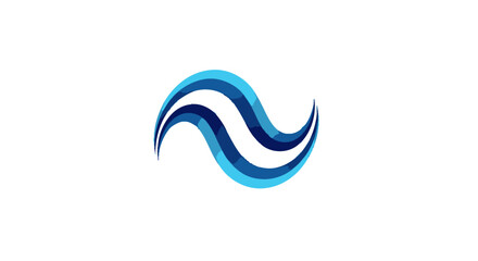 Obraz premium Dynamic Blue Abstract Wave Logo Design on Isolated White Background