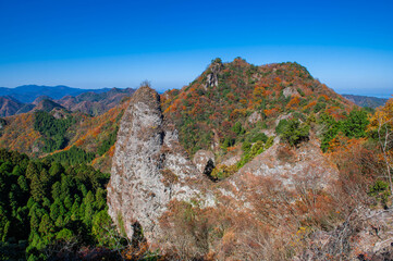 鹿嵐山の地蔵峠の景（岩峰とねこ山）