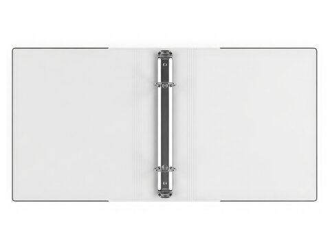 White binder with silver rings open isolated on a transparent background metal