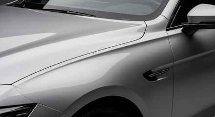 Fototapeta premium Sleek Silver Car Exterior Modern Design and Automotive Elegance.