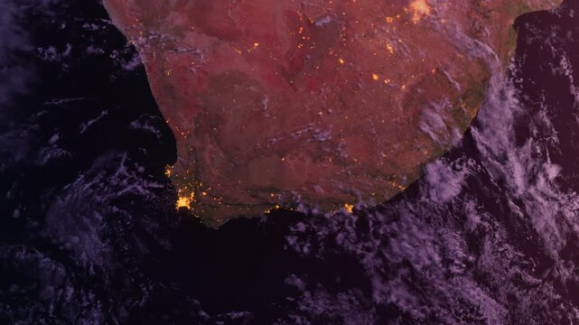 South Africa From Space. Sunrise. Planet Earth. Globe