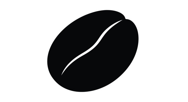 A single coffee bean depicted in a bold dark silhouette