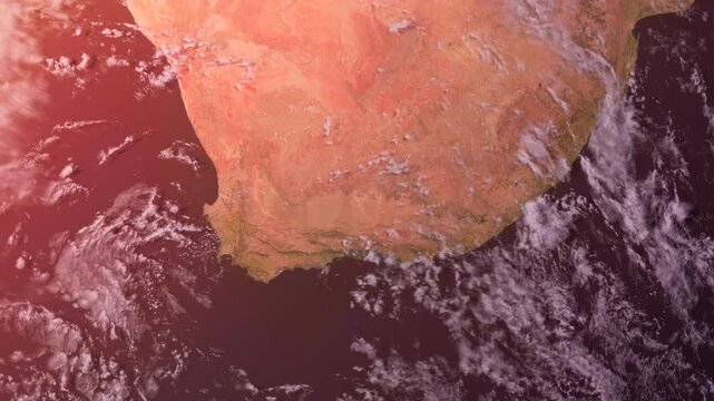 South Africa From Space. Sunset. Planet Earth. Globe