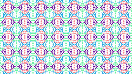 Orange And Purple Floral Damask Lattice Pattern