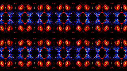 Neon Glowing Leaf Symmetrical Nature Pattern